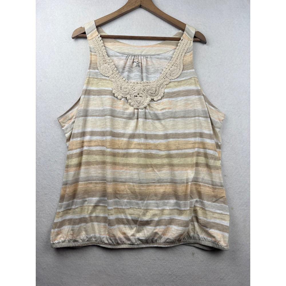 Lane Bryant Tank Top Womens 22 24 Crochet‎ Lace Bubble Hem